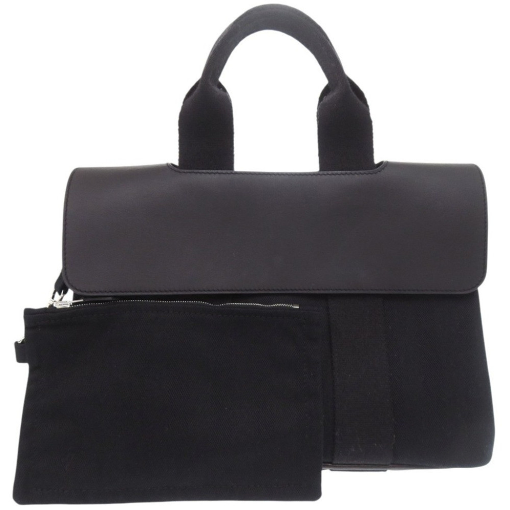 Hermes Valparaiso PM Toile Chevron Leather Black Handbag 1627HERMES